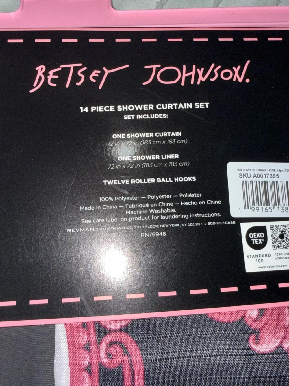 Betsey Johnson Pink and Black Pumpkin Shower Curtain Set
